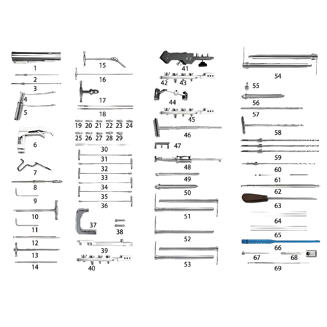 Set instrumen untuk kuku saling terkait Tibial ())