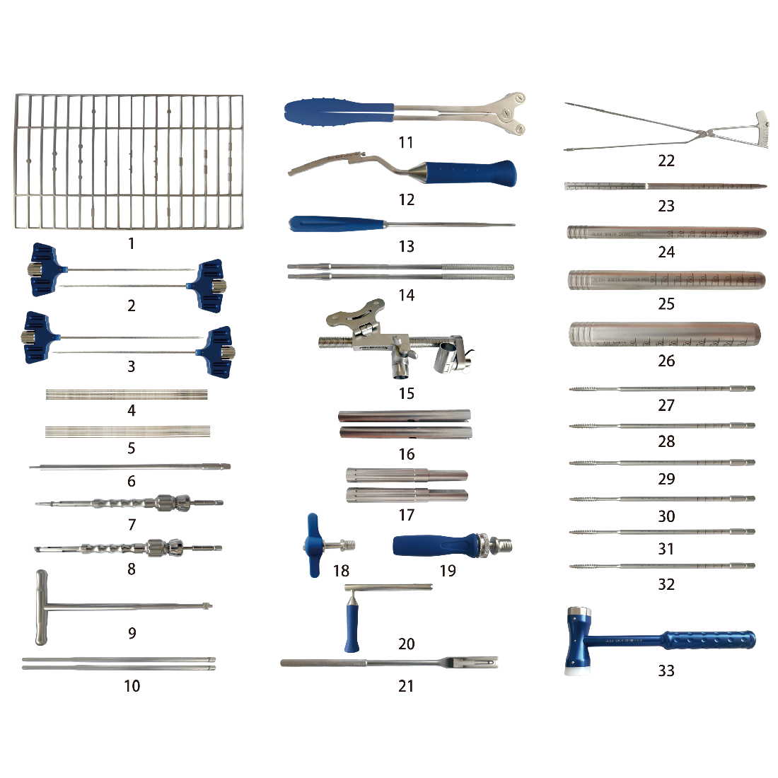 Set instrumen untuk sistem fiksasi tulang belakang Internal (IX)