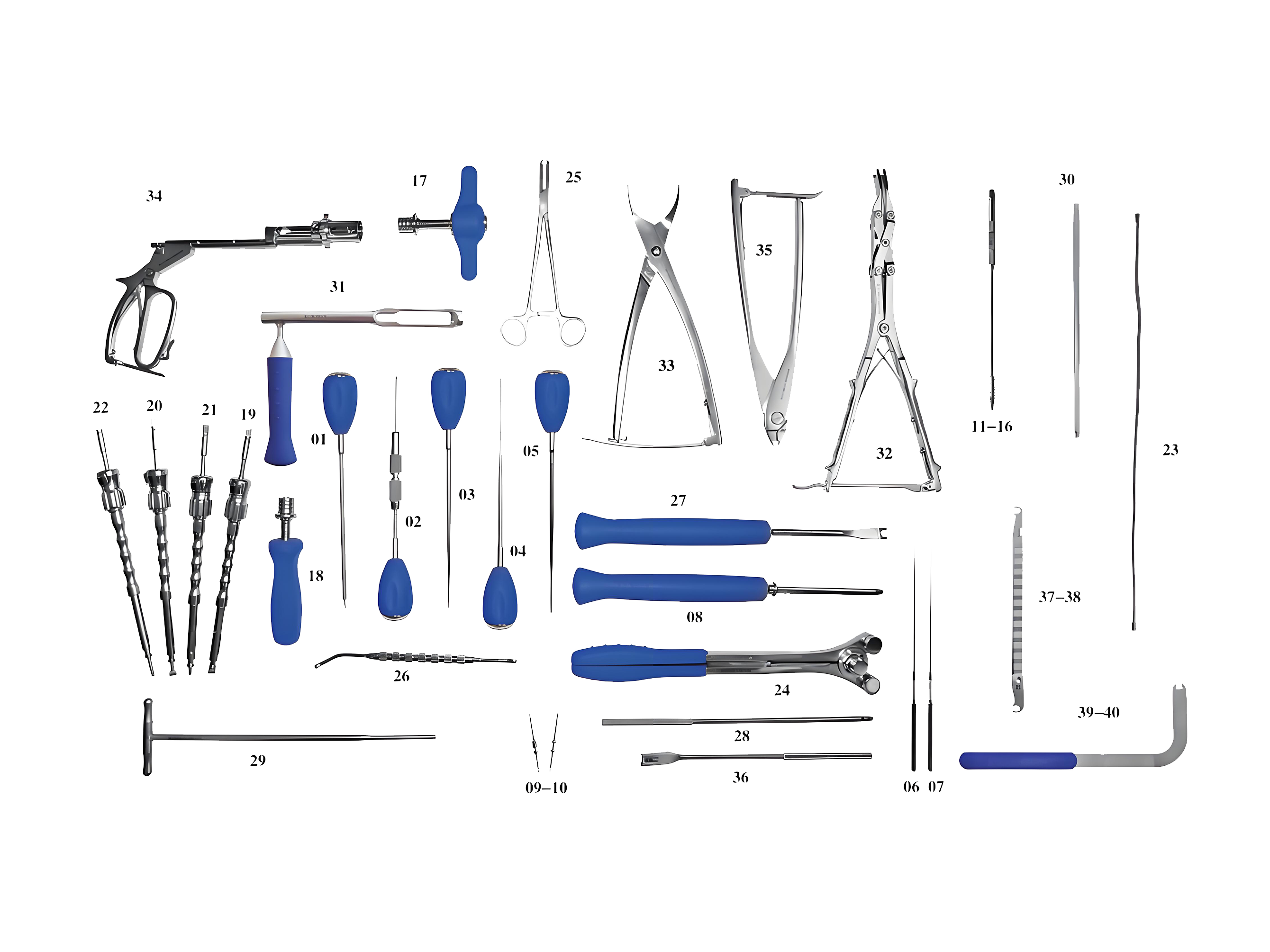 Set instrumen untuk sistem fiksasi tulang belakang Internal (VI)