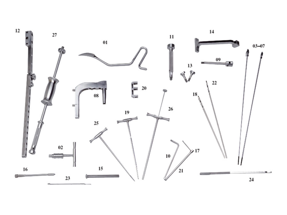 Set instrumen untuk kuku saling terkait Tibial