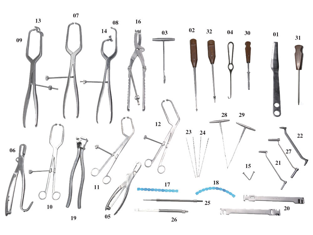 Set instrumen untuk piring rekonstruksi