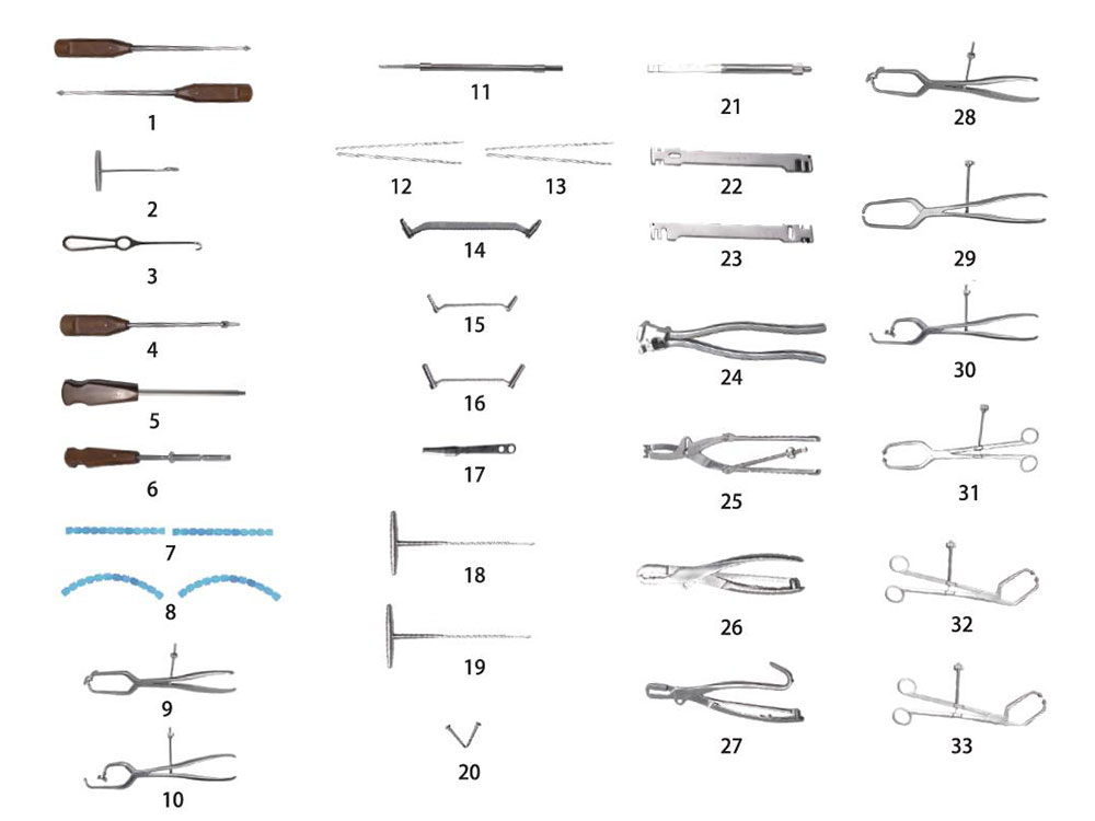 Set instrumen untuk piring rekonstruksi